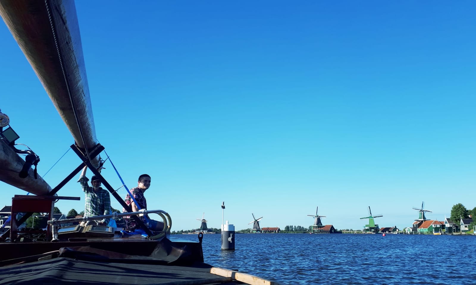 Sailing past the windmills of the Zaanse Schans